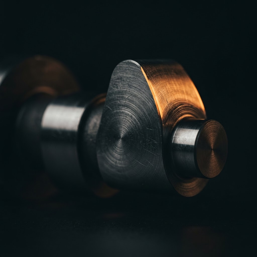 Macro view of a precision-machined SVM billet camshaft lobe