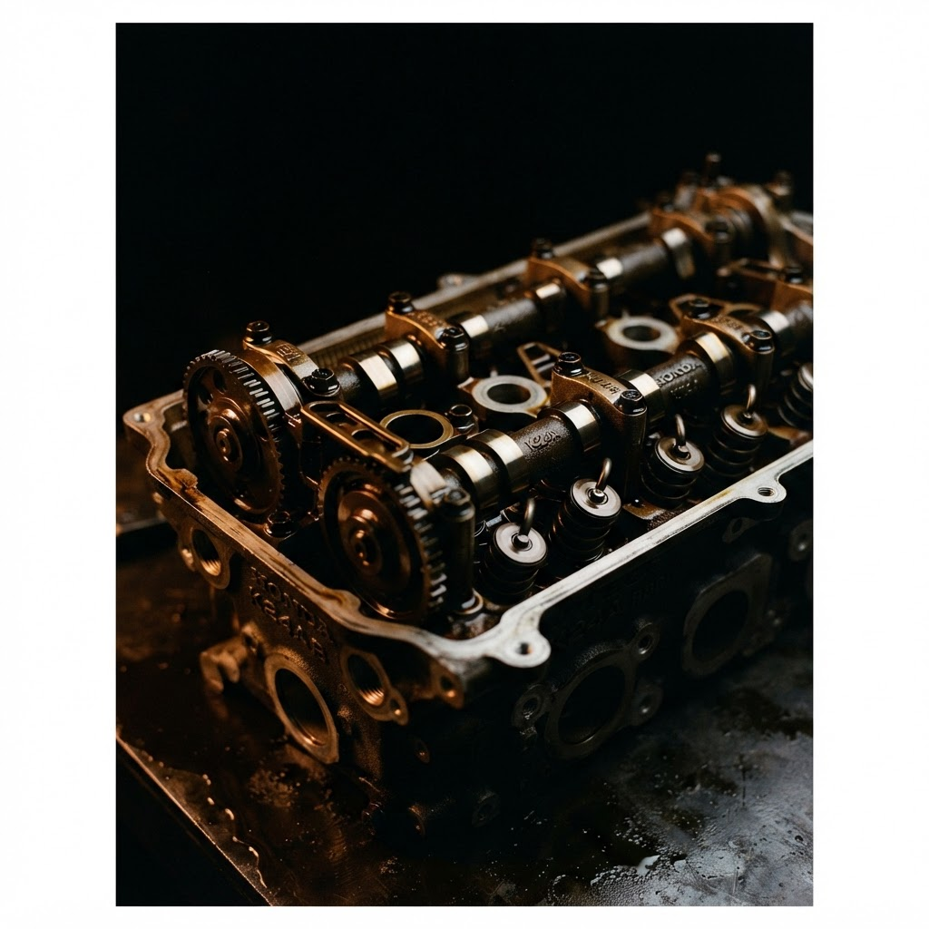 Honda K-series DOHC cylinder head with SVM camshafts installed